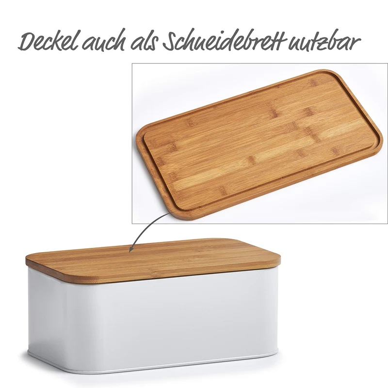 Zeller 25370 Brotkasten, Metall, weiß, 31 x 18 x 12.5 cm
