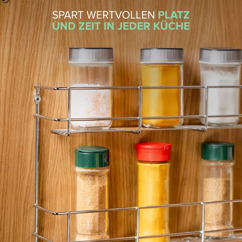 Coninx Gewürzregal Schranktür 4 Etagen – Gewürzhalter für 32 Gläser