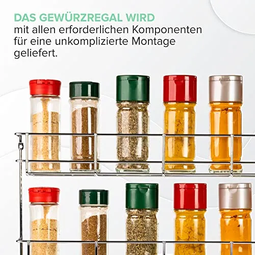 Coninx Gewürzregal Schranktür 4 Etagen – Gewürzhalter für 32 Gläser