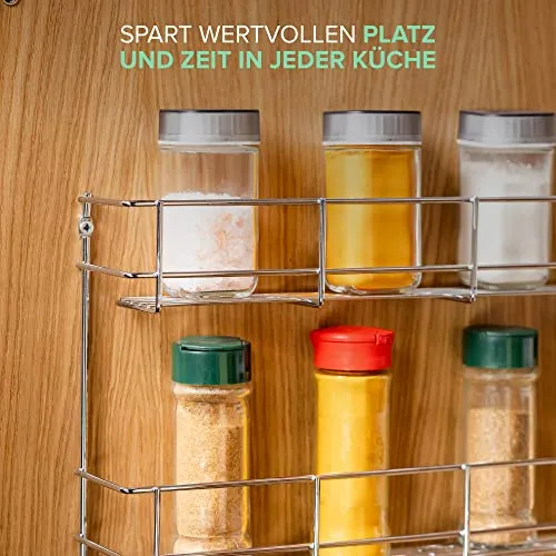 Coninx Gewürzregal Schranktür 4 Etagen – Gewürzhalter für 32 Gläser