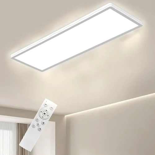 LED Deckenleuchte, 24W Deckenlampe mit Fernbedienung Dimmbar, 58x20cm-Weiß