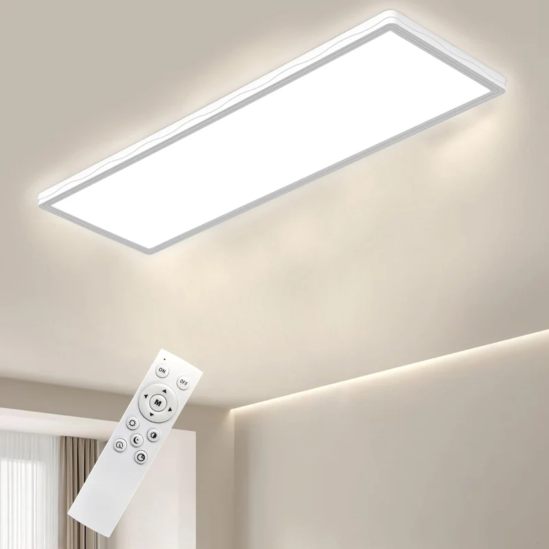 LED Deckenleuchte, 24W Deckenlampe mit Fernbedienung Dimmbar, 58x20cm-Weiß