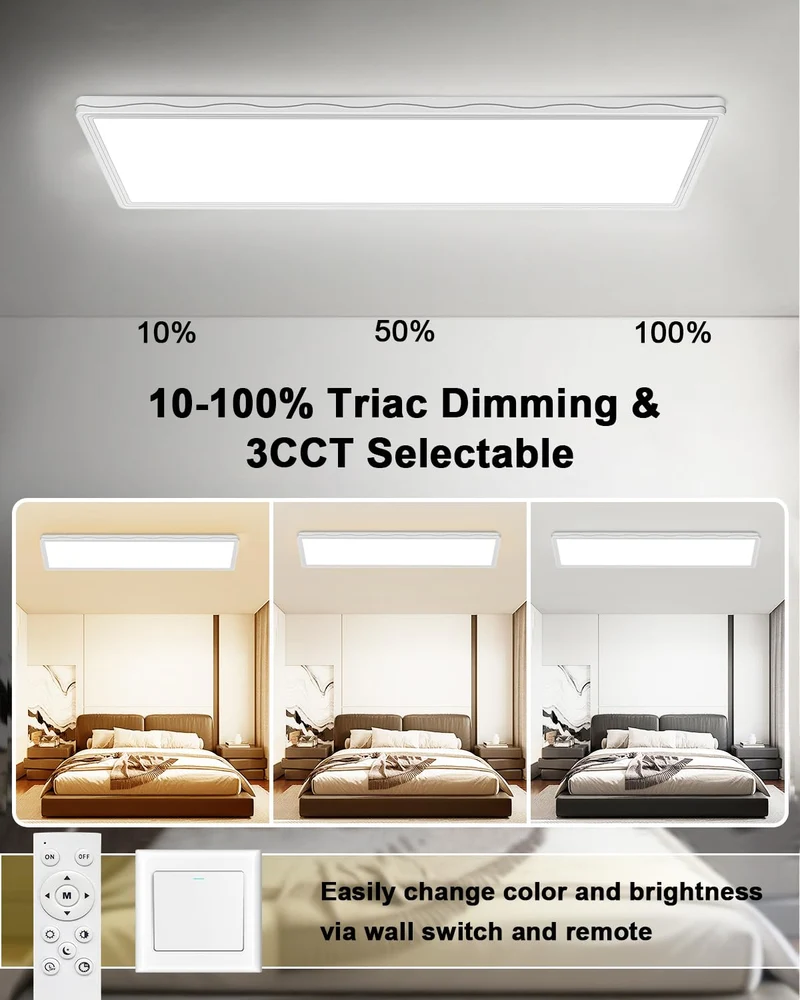 LED Deckenleuchte, 24W Deckenlampe mit Fernbedienung Dimmbar, 58x20cm-Weiß