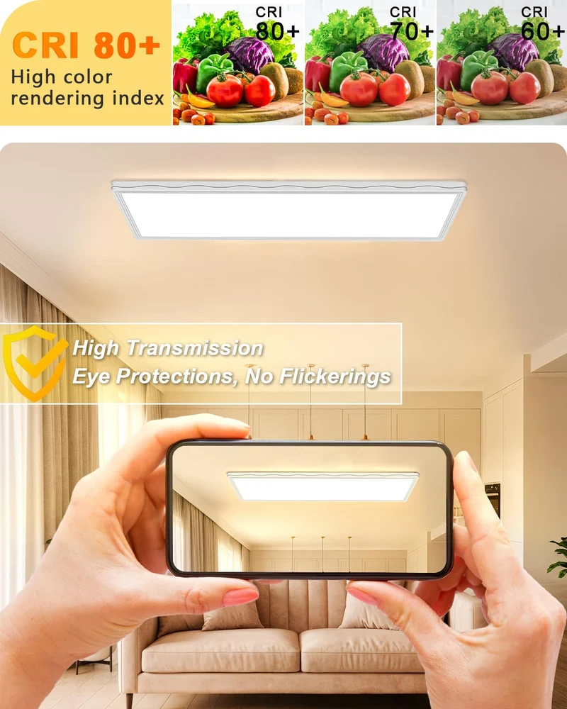 LED Deckenleuchte, 24W Deckenlampe mit Fernbedienung Dimmbar, 58x20cm-Weiß