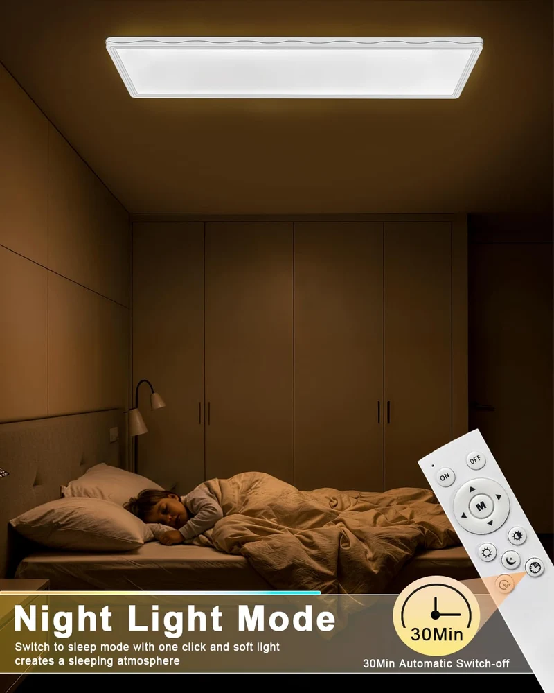 LED Deckenleuchte, 24W Deckenlampe mit Fernbedienung Dimmbar, 58x20cm-Weiß