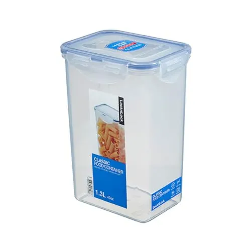 LocknLock CLASSIC Frischhaltedose, 1,3 L, 13,5 x 10,2 x 18,5 cm, Vorratsdose, Spülmaschinen-, und Mikrowellengeeignet, 4-fach Sicherheits-Verschluss