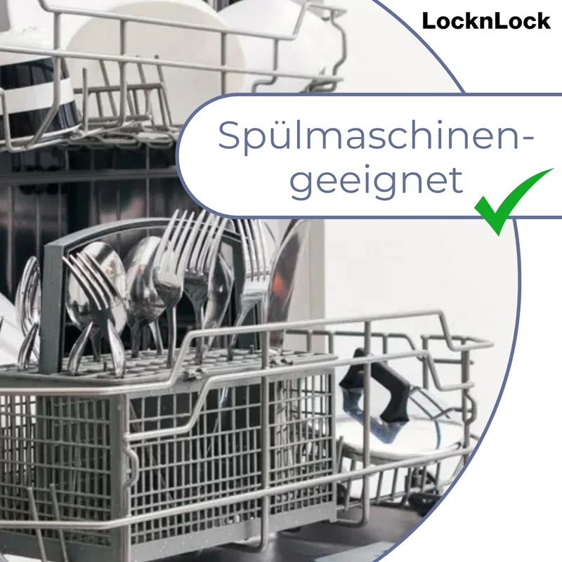 LocknLock CLASSIC Frischhaltedose, 1,3 L, 13,5 x 10,2 x 18,5 cm, Vorratsdose, Spülmaschinen-, und Mikrowellengeeignet, 4-fach Sicherheits-Verschluss