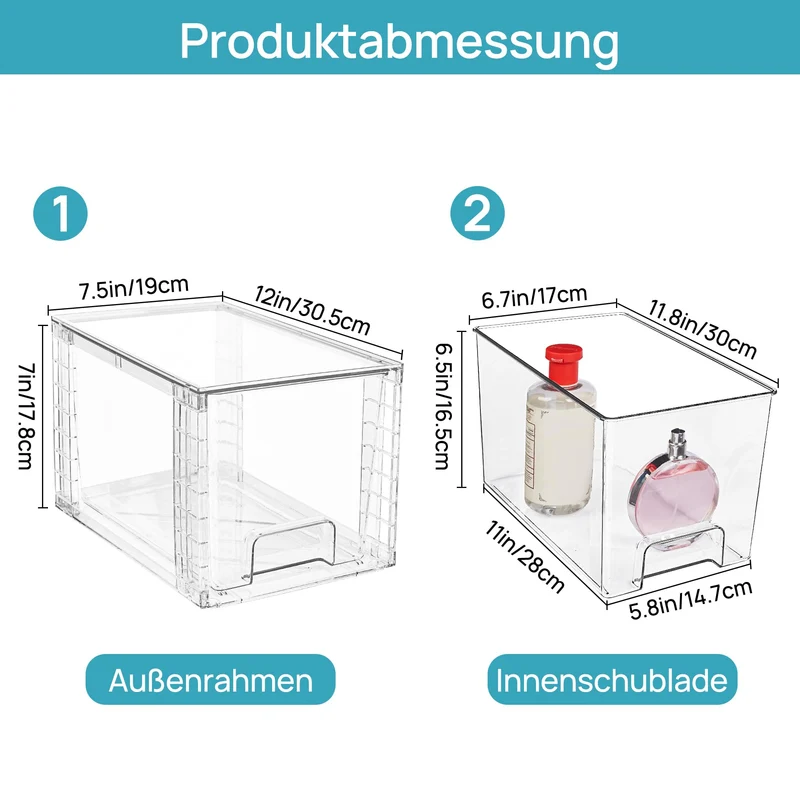 Vtopmart 4Pack Mittel Stapelbare Aufbewahrungsschubladen