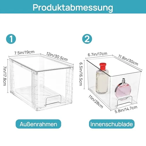 Vtopmart 4Pack Mittel Stapelbare Aufbewahrungsschubladen