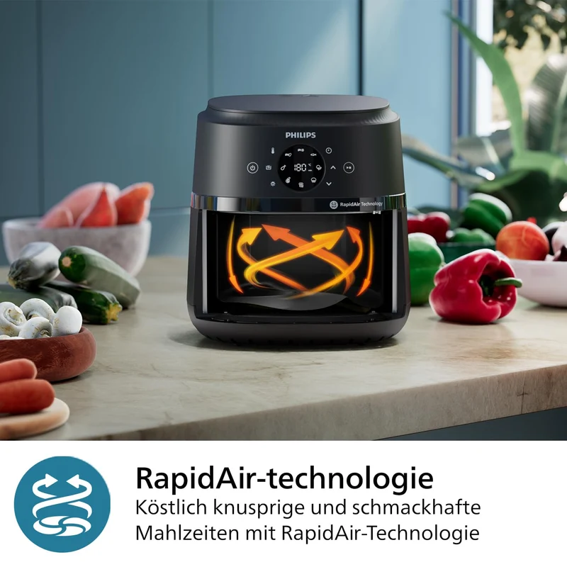 Philips Airfryer 2000 Serie Heißluftfritteuse, Schwarz, 4,2L