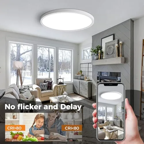 slochi Deckenlampe LED Deckenleuchte Flach, Ø30CM 3Farben 24W 2800LM Weiß