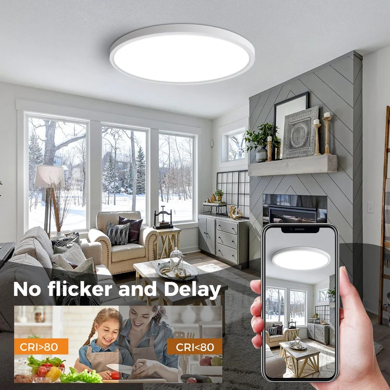 slochi Deckenlampe LED Deckenleuchte Flach, Ø30CM 3Farben 24W 2800LM Weiß
