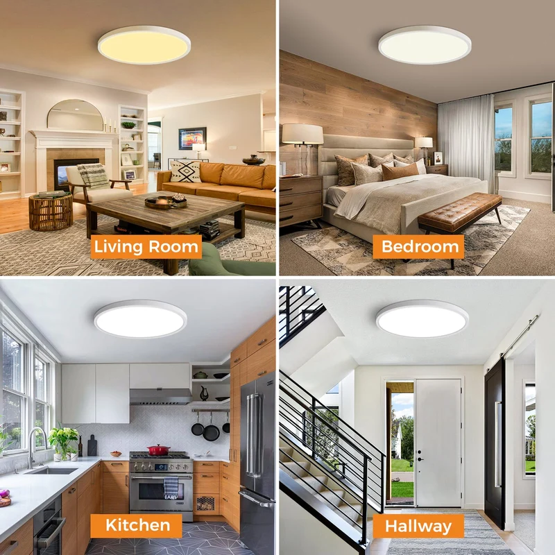 slochi Deckenlampe LED Deckenleuchte Flach, Ø30CM 3Farben 24W 2800LM Weiß