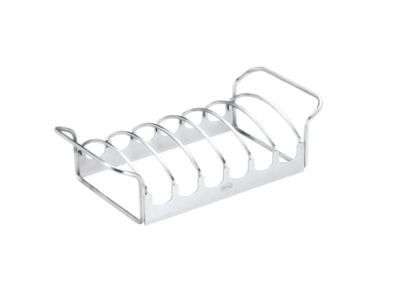 RÖSLE Braten- und Rippchenhalter Klein, Aufsatz zur Zubereitung von Spareribs und Braten auf Gas- und Kohlegrill, Bratenkorb, Edelstahl 18/10, backofen- und spülmaschinengeeignet