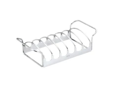 RÖSLE Braten- und Rippchenhalter Klein, Aufsatz zur Zubereitung von Spareribs und Braten auf Gas- und Kohlegrill, Bratenkorb, Edelstahl 18/10, backofen- und spülmaschinengeeignet
