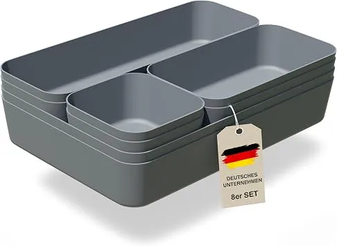 VMbathrooms Schubladen Organizer 8er-Set Sortierboxen Anthrazit