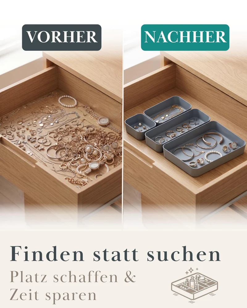 VMbathrooms Schubladen Organizer 8er-Set Sortierboxen Anthrazit