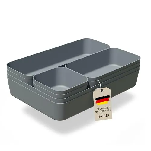 VMbathrooms Schubladen Organizer 8er-Set Sortierboxen Anthrazit