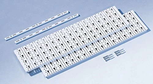 DIY Element System HEIMWERKER GRUNDSET – Metall-Werkzeugwand, ideal zur Aufbewahrung von Tools in Werkstatt und Keller – 2 Stahl-Lochplatten 800 x 200 mm, weiß