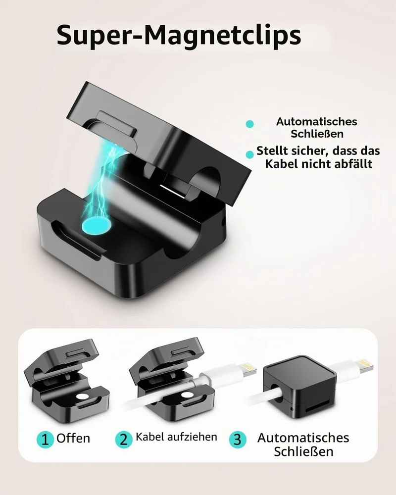 20 Stück Kabelhalter Kabelclips, Kabel Organizer - [Einhand-Bedienung] Feder Kabelklemmen Selbstklebend, Kabelorganizer für Schreibtisch/Wand, Kabelmanagement für Netzkabel, HDMI,