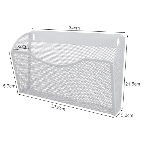 EasyPAG Metall Querformat A4 Zeitschriftenhalter Wand Zeitschriften Wandhalter Aktenablage Dokumentenhalter Hängend Magazin Organizer,Weiß