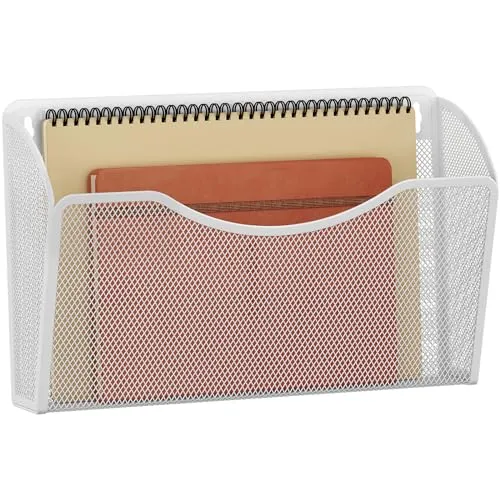 EasyPAG Metall Querformat A4 Zeitschriftenhalter Wand Zeitschriften Wandhalter Aktenablage Dokumentenhalter Hängend Magazin Organizer,Weiß