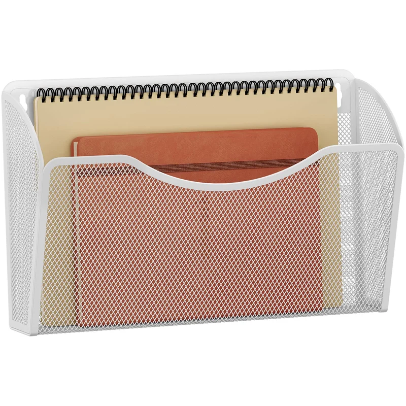 EasyPAG Metall Querformat A4 Zeitschriftenhalter Wand Zeitschriften Wandhalter Aktenablage Dokumentenhalter Hängend Magazin Organizer,Weiß