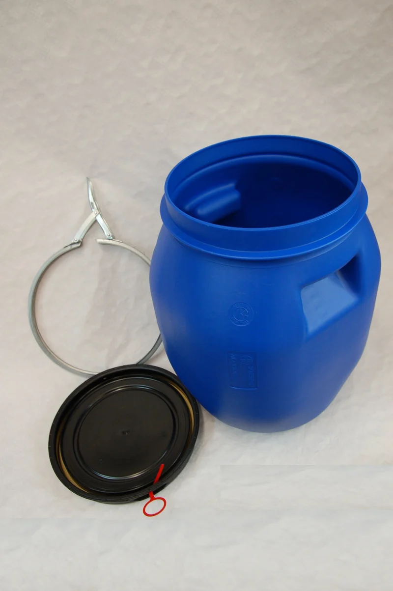 Siepe Deckelfass 30 Liter Behälter Tonne Fass Spannverschluss, HDPE, Rund, Blau
