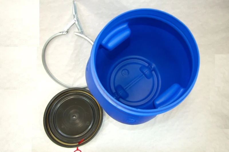 Siepe Deckelfass 30 Liter Behälter Tonne Fass Spannverschluss, HDPE, Rund, Blau