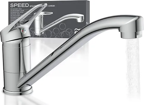 EISL Spültischarmatur SPEED, 360° schwenkbarer Wasserhahn Küche, ideale Küchenarmatur für Doppelspülbecken, Einhebelmischer Chrom, NI182SCR