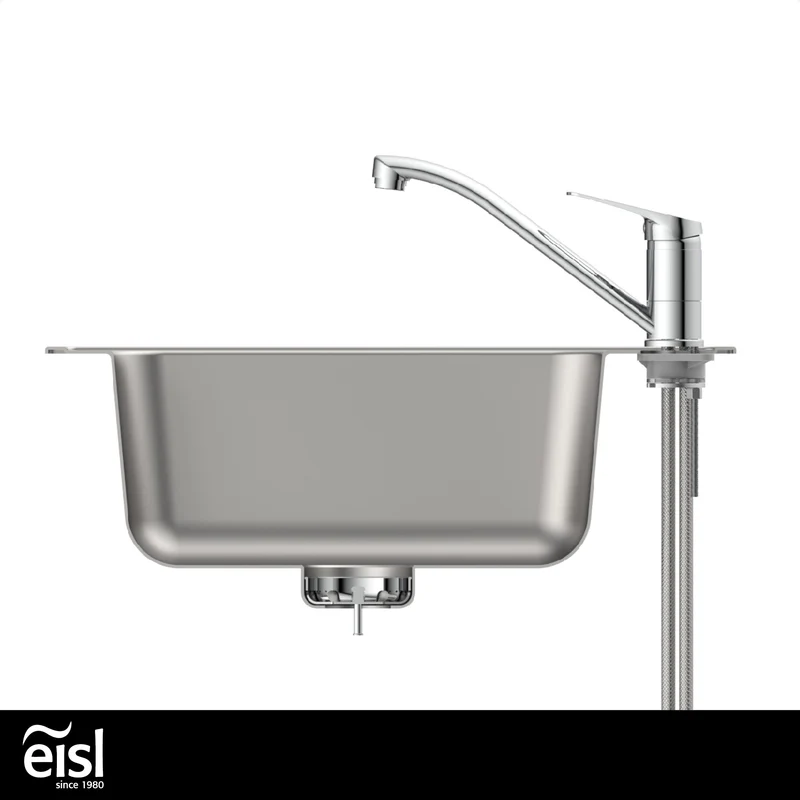 EISL Spültischarmatur SPEED, 360° schwenkbarer Wasserhahn Küche, ideale Küchenarmatur für Doppelspülbecken, Einhebelmischer Chrom, NI182SCR