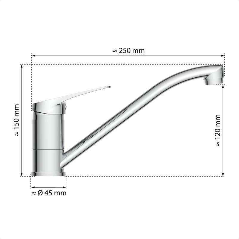 EISL Spültischarmatur SPEED, 360° schwenkbarer Wasserhahn Küche, ideale Küchenarmatur für Doppelspülbecken, Einhebelmischer Chrom, NI182SCR