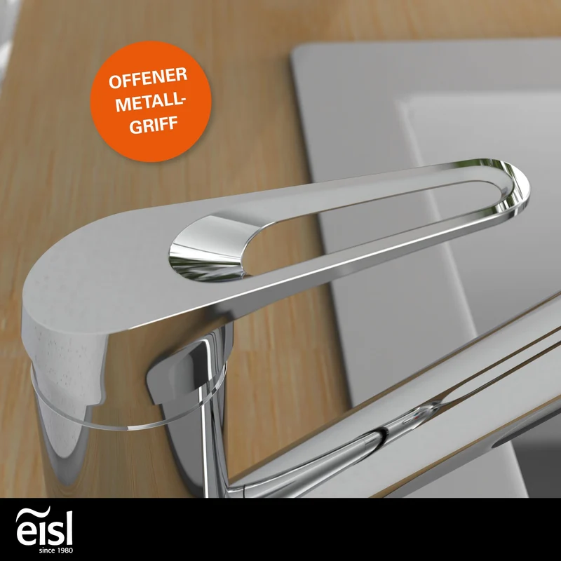 EISL Spültischarmatur SPEED, 360° schwenkbarer Wasserhahn Küche, ideale Küchenarmatur für Doppelspülbecken, Einhebelmischer Chrom, NI182SCR