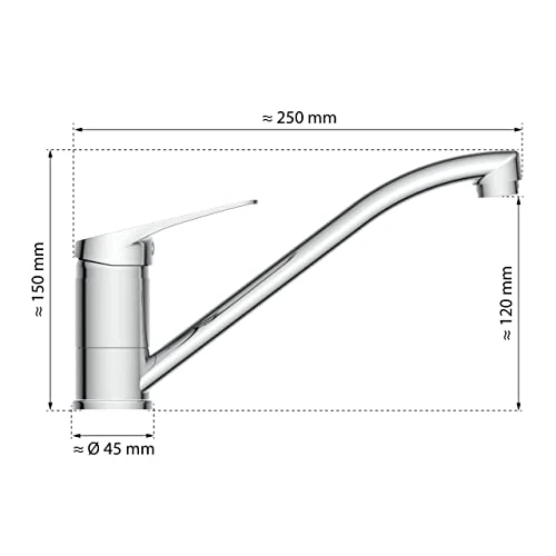 EISL Spültischarmatur SPEED, 360° schwenkbarer Wasserhahn Küche, ideale Küchenarmatur für Doppelspülbecken, Einhebelmischer Chrom, NI182SCR