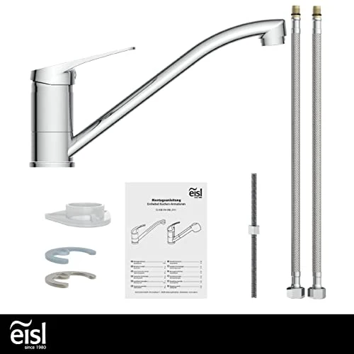 EISL Spültischarmatur SPEED, 360° schwenkbarer Wasserhahn Küche, ideale Küchenarmatur für Doppelspülbecken, Einhebelmischer Chrom, NI182SCR