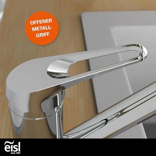 EISL Spültischarmatur SPEED, 360° schwenkbarer Wasserhahn Küche, ideale Küchenarmatur für Doppelspülbecken, Einhebelmischer Chrom, NI182SCR