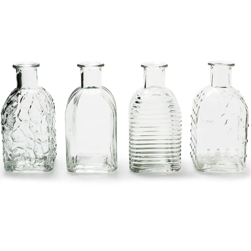 Annastore 12 x kleine Vasen aus Glas Vintage - H 13,5 cm - Ø 6,5 cm