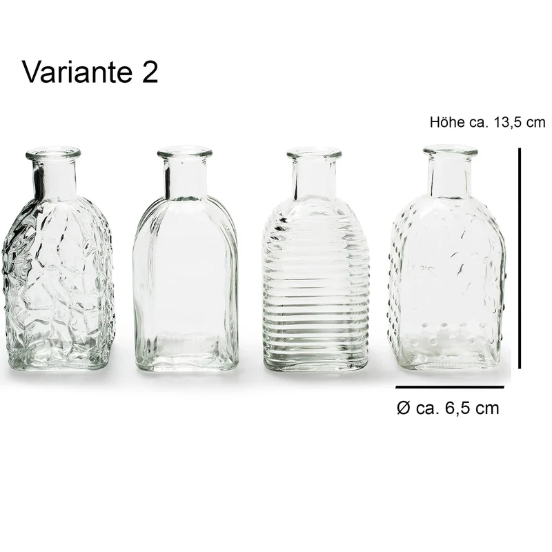 Annastore 12 x kleine Vasen aus Glas Vintage - H 13,5 cm - Ø 6,5 cm