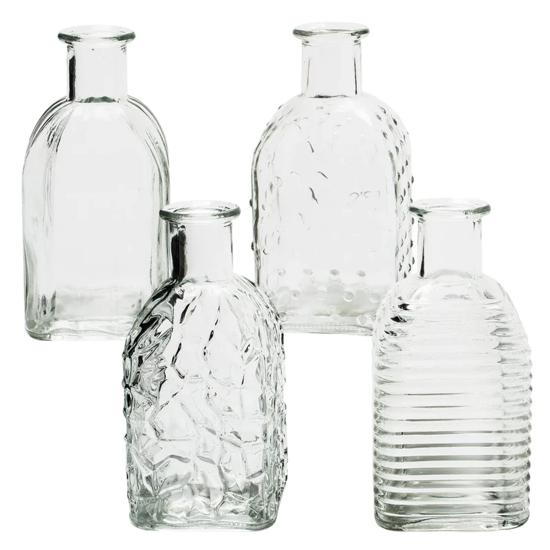 Annastore 12 x kleine Vasen aus Glas Vintage - H 13,5 cm - Ø 6,5 cm