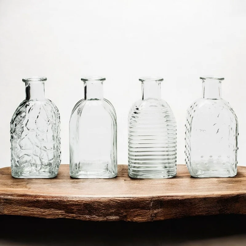 Annastore 12 x kleine Vasen aus Glas Vintage - H 13,5 cm - Ø 6,5 cm