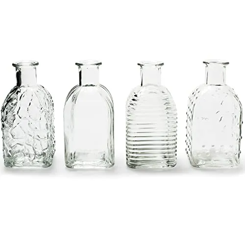 Annastore 12 x kleine Vasen aus Glas Vintage - H 13,5 cm - Ø 6,5 cm
