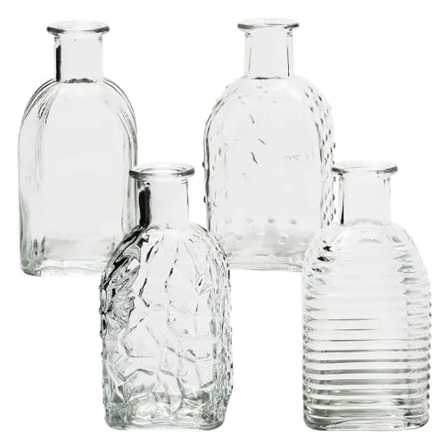 Annastore 12 x kleine Vasen aus Glas Vintage - H 13,5 cm - Ø 6,5 cm
