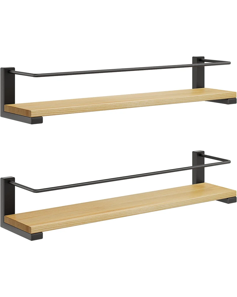 OROPY 2 Stück Gewürzregal Wand für Küche, Gewürzhalter Hängend holz, 40x9cm