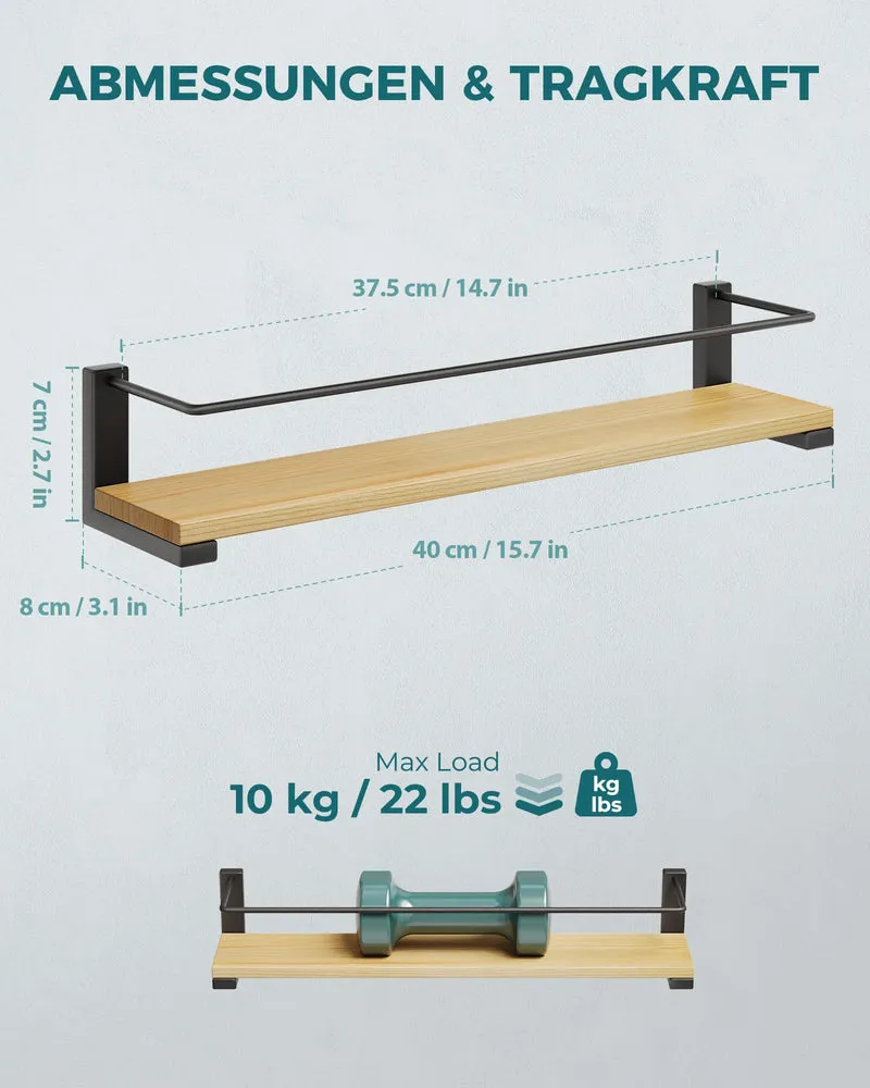OROPY 2 Stück Gewürzregal Wand für Küche, Gewürzhalter Hängend holz, 40x9cm