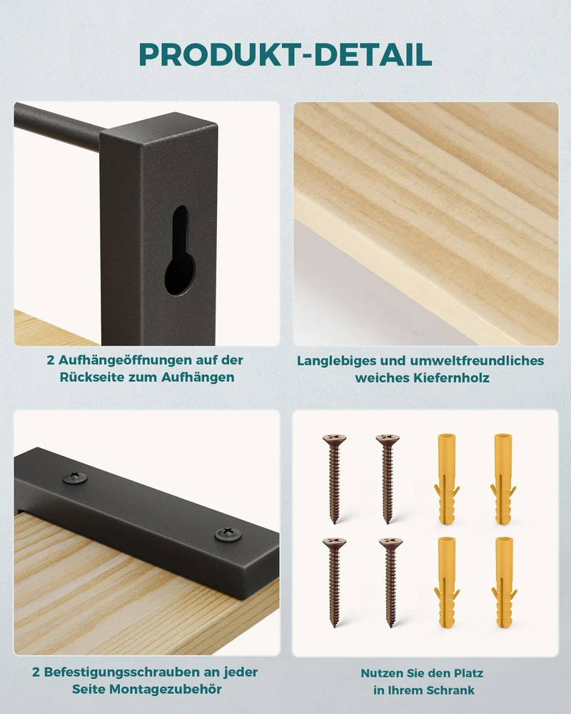 OROPY 2 Stück Gewürzregal Wand für Küche, Gewürzhalter Hängend holz, 40x9cm