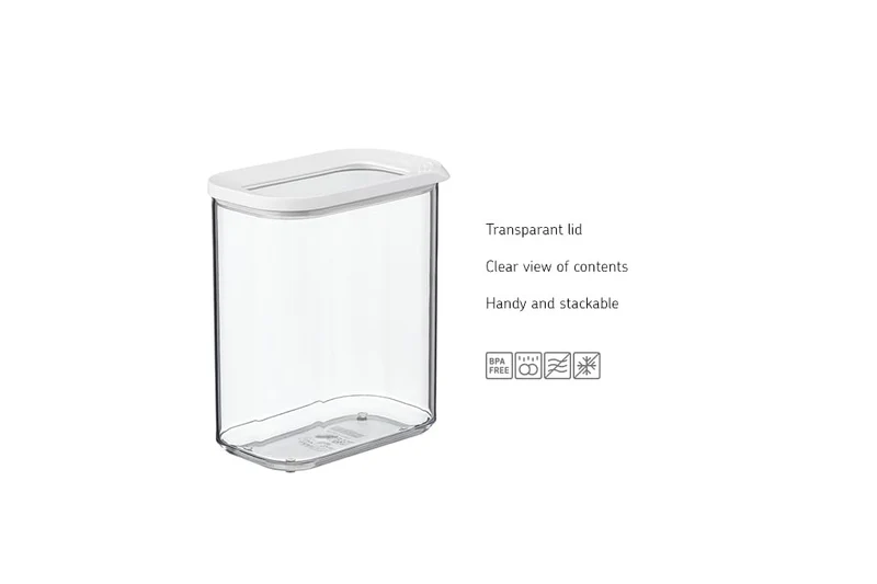 Mepal Transparente Vorratsdosen mit Deckel - Lebensmittelbehälter Rechteckige - Küchenorganizer & Aufbewahrungsbox aus Kunststoff - Vorratsbehälter Luftdicht & Stapelbar - 425 ml - White