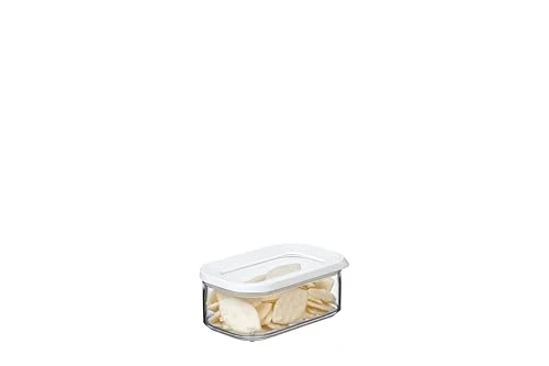 Mepal Transparente Vorratsdosen mit Deckel - Lebensmittelbehälter Rechteckige - Küchenorganizer & Aufbewahrungsbox aus Kunststoff - Vorratsbehälter Luftdicht & Stapelbar - 425 ml - White