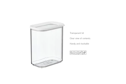 Mepal Transparente Vorratsdosen mit Deckel - Lebensmittelbehälter Rechteckige - Küchenorganizer & Aufbewahrungsbox aus Kunststoff - Vorratsbehälter Luftdicht & Stapelbar - 425 ml - White