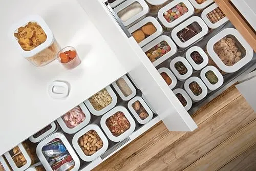 Mepal Transparente Vorratsdosen mit Deckel - Lebensmittelbehälter Rechteckige - Küchenorganizer & Aufbewahrungsbox aus Kunststoff - Vorratsbehälter Luftdicht & Stapelbar - 425 ml - White