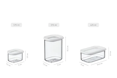 Mepal Transparente Vorratsdosen mit Deckel - Lebensmittelbehälter Rechteckige - Küchenorganizer & Aufbewahrungsbox aus Kunststoff - Vorratsbehälter Luftdicht & Stapelbar - 425 ml - White